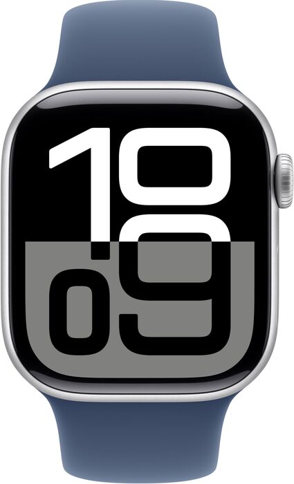 Apple Watch Series 10 GPS 46 mm - Silfur/Blá Sport ól