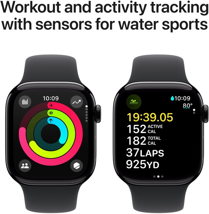 Apple Watch Series 10 GPS 46 mm - Svart Sport ól
