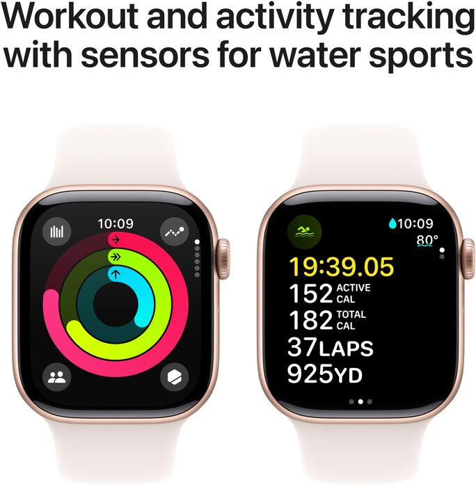 Apple Watch Series 10 GPS 46 mm - Rósagyllt/Hvít Sport ól