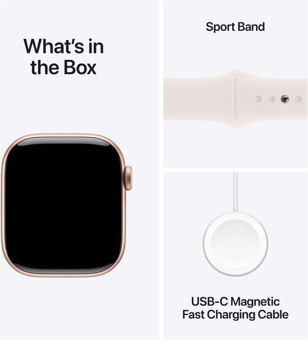 Apple Watch Series 10 GPS 46 mm - Rósagyllt/Hvít Sport ól