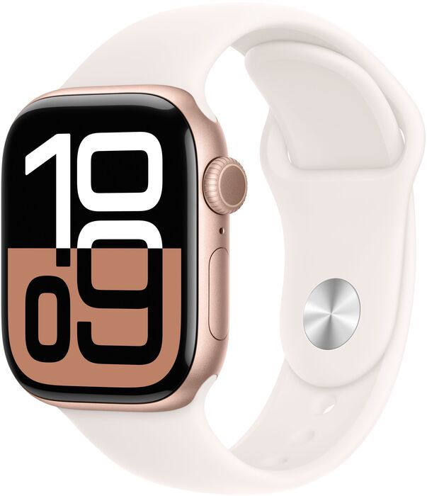 Apple Watch Series 10 GPS 46 mm - Rósagyllt/Hvít Sport ól