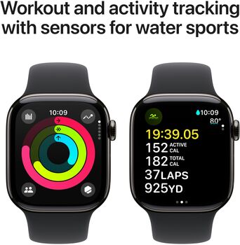 Apple Watch Series 10 GPS/4G 42 mm - Svart títaníum Sport ól