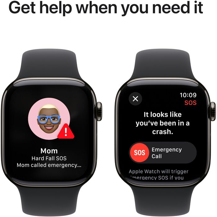 Apple Watch Series 10 GPS/4G 42 mm - Svart títaníum Sport ól