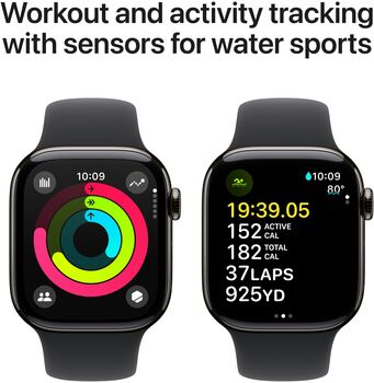 Apple Watch Series 10 GPS/4G 46 mm - Svart títaníum Sport ól