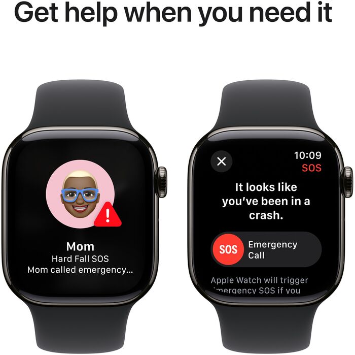 Apple Watch Series 10 GPS/4G 46 mm - Svart títaníum Sport ól