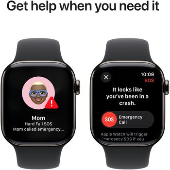 Apple Watch Series 10 GPS/4G 46 mm - Svart títaníum Sport ól
