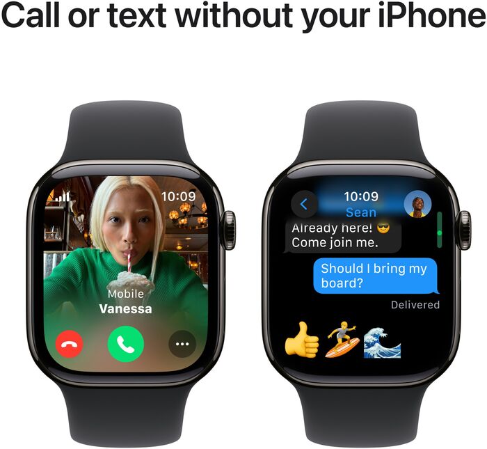 Apple Watch Series 10 GPS/4G 46 mm - Svart títaníum Sport ól