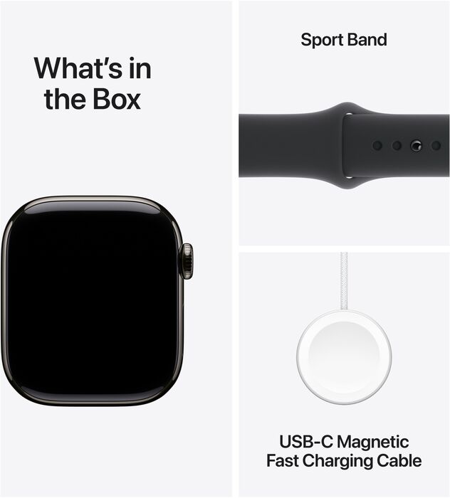 Apple Watch Series 10 GPS/4G 46 mm - Svart títaníum Sport ól