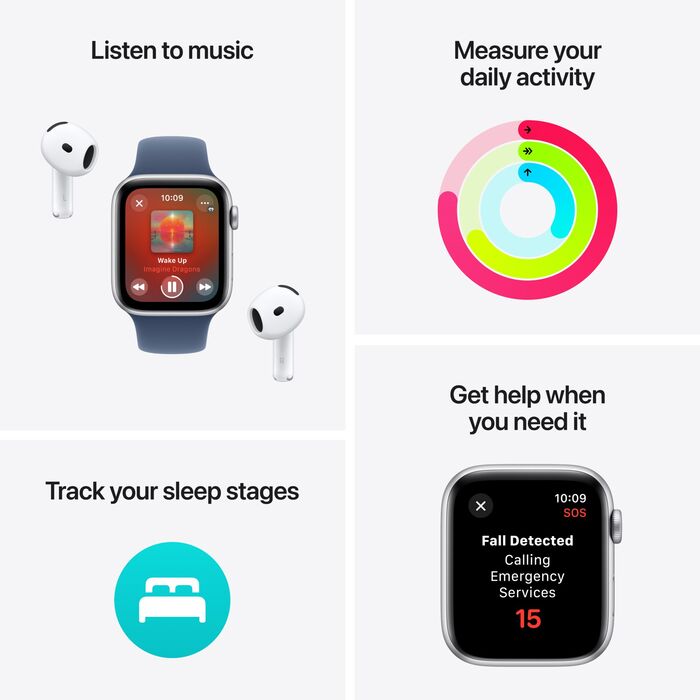 Apple Watch SE 2nd Gen GPS 44 mm - Svart Sport Loop ól