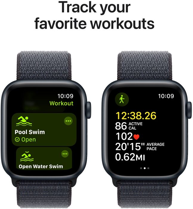 Apple Watch SE 2nd Gen GPS 44 mm - Svart Sport Loop ól