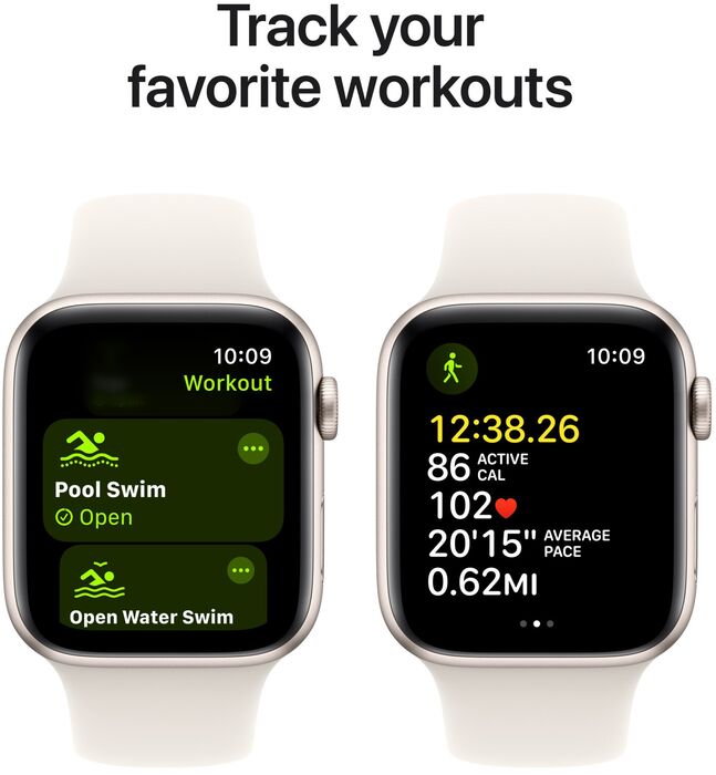 Apple Watch SE 2nd Gen GPS 44 mm - Hvítt Sport ól