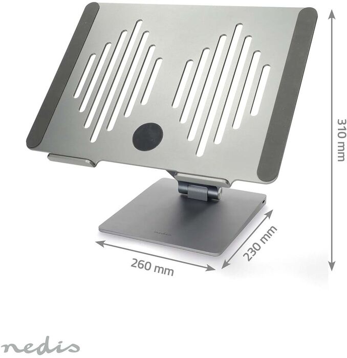 Nedis fartölvustandur með tengikví - Grár