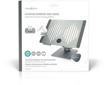 Nedis fartölvustandur með tengikví - Grár