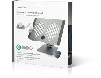 Nedis fartölvustandur með tengikví - Grár