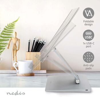 Nedis fartölvustandur með tengikví - Grár