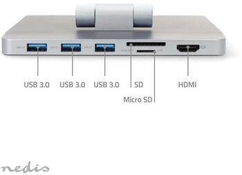 Nedis fartölvustandur með tengikví - Grár