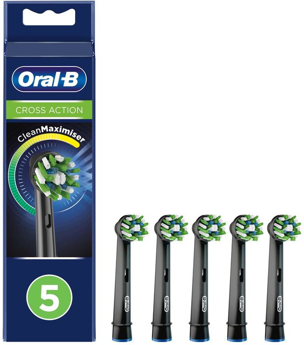Oral-B Cross Action tannburstahausar svartir - 5 í pakka