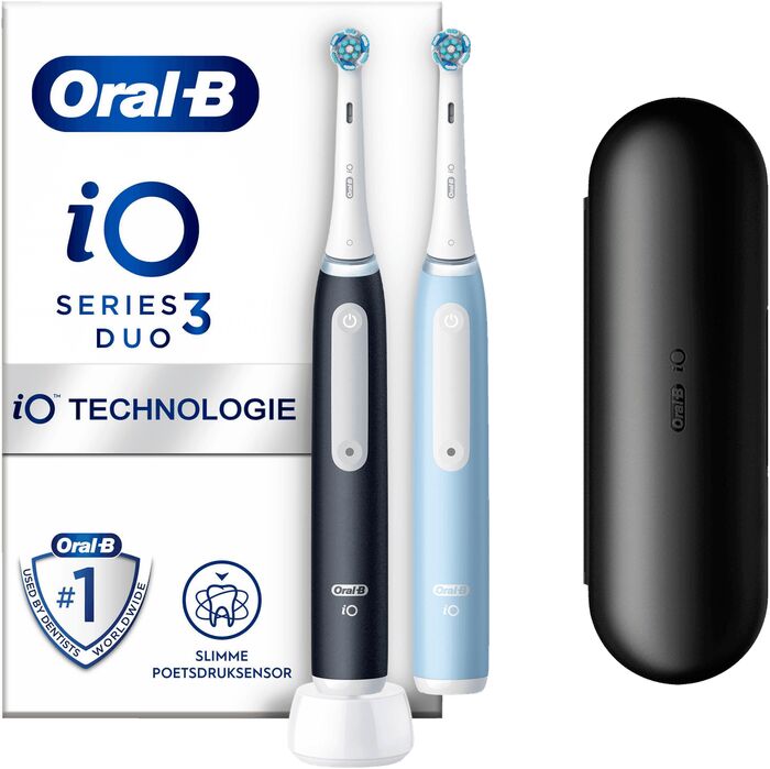 Oral-B iO3 Duo Pack rafmagnstannbursti - Svartur/Blár