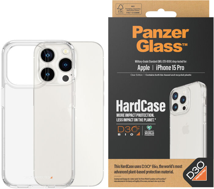 PanzerGlass iPhone 15 Pro HardCase símahulstur - Glært 