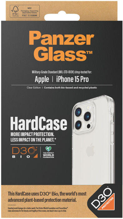 PanzerGlass iPhone 15 Pro HardCase símahulstur - Glært 