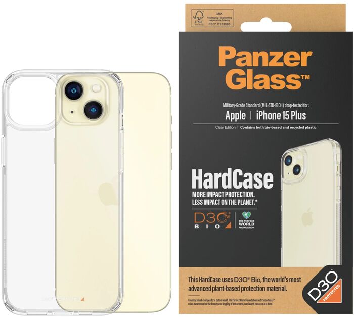 PanzerGlass iPhone 15 Plus HardCase símahulstur - Glært 