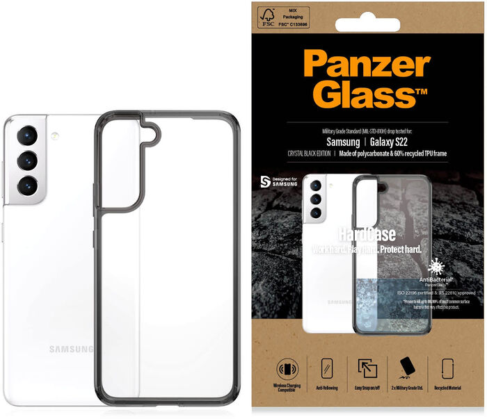 PanzerGlass Samsung Galaxy S22 HardCase símahulstur - Svart/Glært