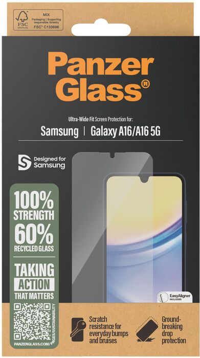 PanzerGlass Samsung Galaxy A16 / A16 5G öryggisgler með EasyAligner