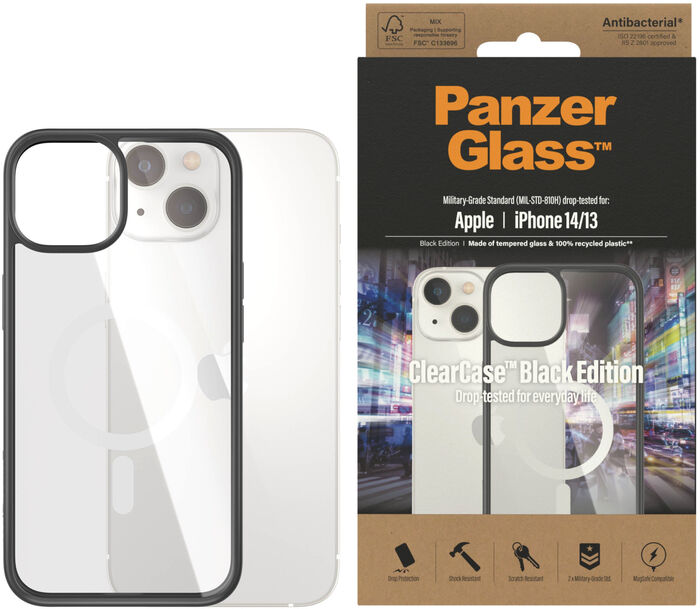PanzerGlass iPhone 14/13 MagSafe ClearCase símahulstur - Svart