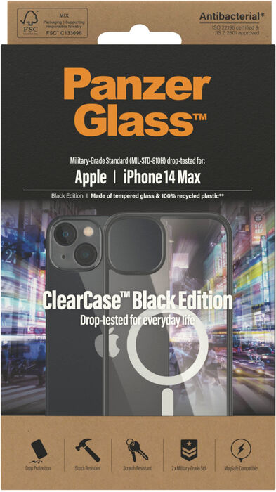 PanzerGlass iPhone 14 Plus MagSafe ClearCase símahulstur - Svart