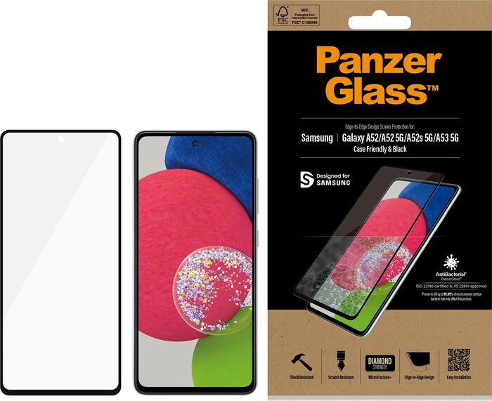 PanzerGlass Samsung A52/A52s/A53 öryggisgler - Svart