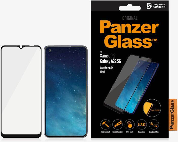 PanzerGlass Samsung A22 5G öryggisgler - Svart