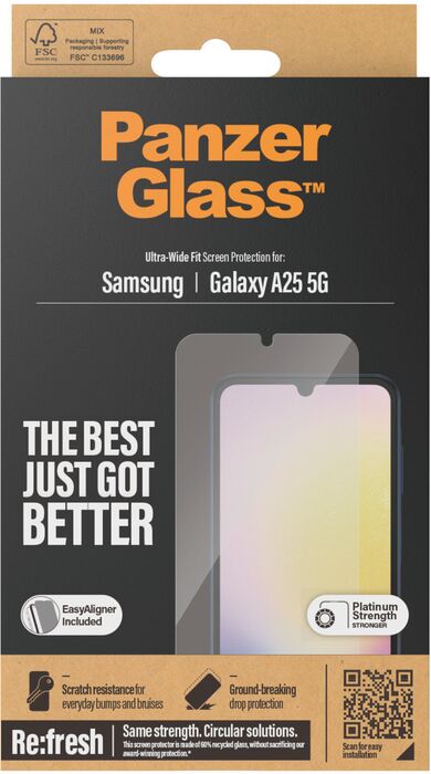 PanzerGlass Samsung Galaxy A25 öryggisgler með EasyAligner