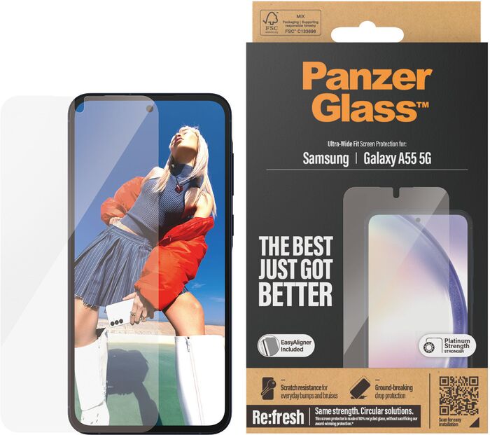 PanzerGlass Samsung Galaxy A55 öryggisgler með EasyAligner