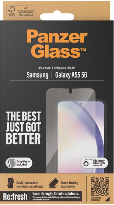 PanzerGlass Samsung Galaxy A55 öryggisgler með EasyAligner