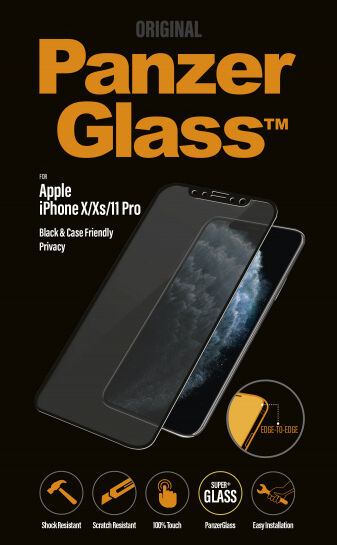 PanzerGlass iPhone 11 Pro/X/XS öryggisgler með skjásíu