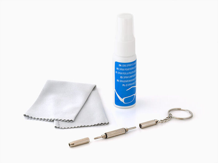 Hreins- og viðgerðarsett f. gleraugu