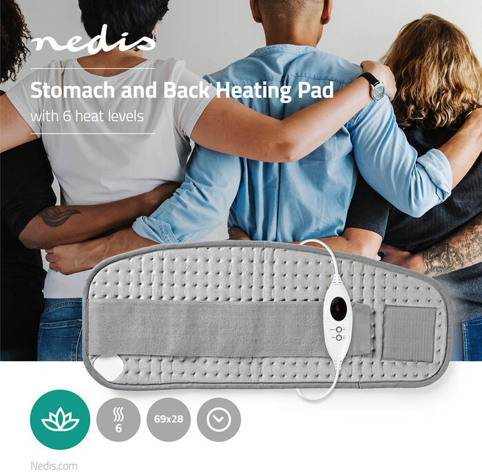 Nedis hitapúði fyrir bak og kvið - Grár