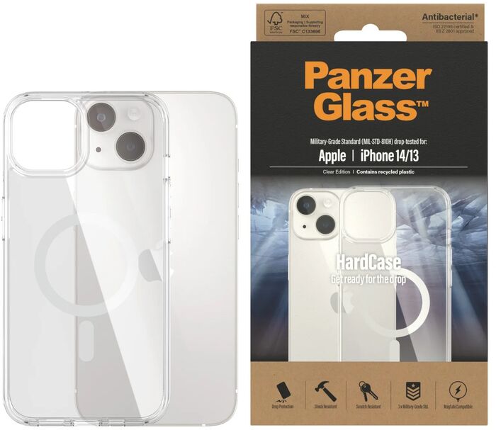PanzerGlass iPhone 14/13 HardCase MagSafe símahulstur - Glært