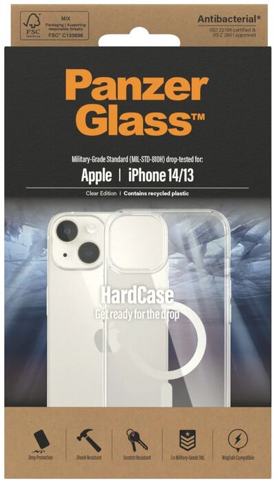 PanzerGlass iPhone 14/13 HardCase MagSafe símahulstur - Glært