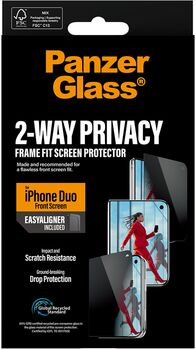 PanzerGlass iPhone Duo öryggisgler með skjásíu og EasyAligner