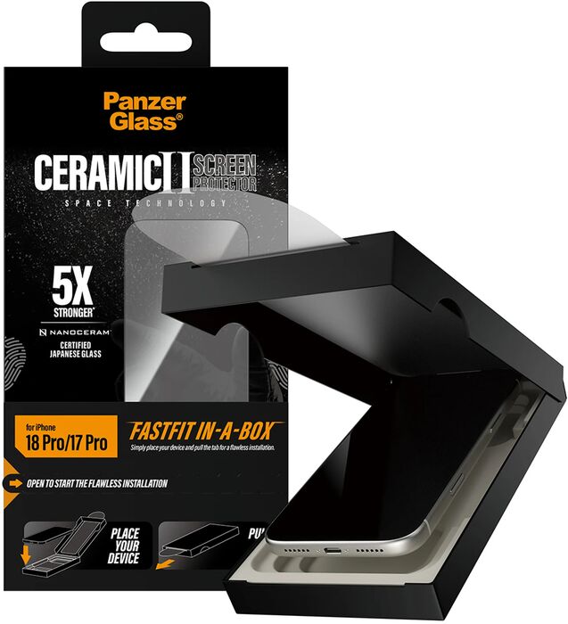 PanzerGlass iPhone 18/17 Pro Fastfit Ceramic öryggisgler