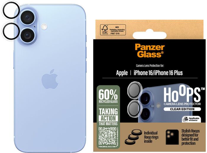PanzerGlass Iphone 16 / 16 Plus Glær linsuvörn