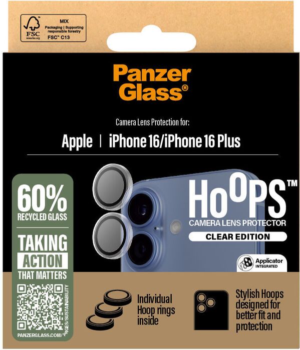 PanzerGlass Iphone 16 / 16 Plus Glær linsuvörn
