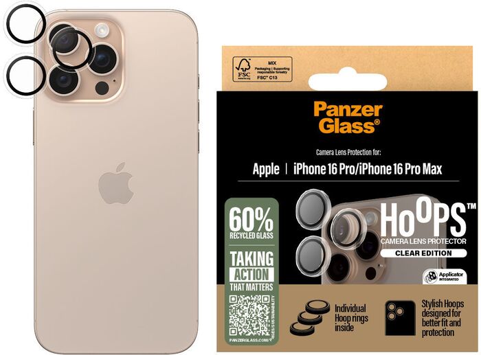 PanzerGlass iPhone 16 Pro / 16 Pro Max Glær linsuvörn