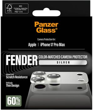 PanzerGlass iPhone 17 Pro Max FENDER linsuvörn - Silfur