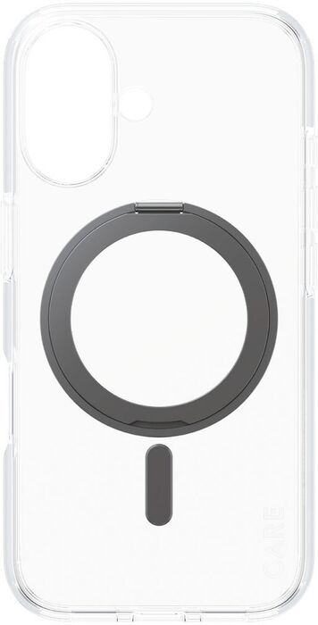 PanzerGlass Care iPhone 16 með standi - Glært / svart