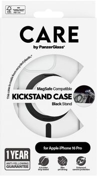 PanzerGlass Care iPhone 16 Pro með standi - Glært / svart