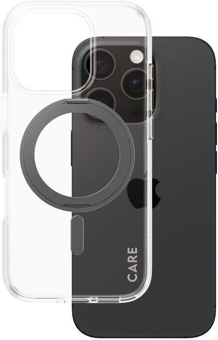 PanzerGlass Care iPhone 16 Pro með standi - Glært / svart