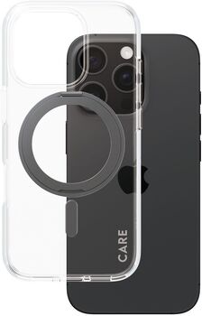 PanzerGlass Care iPhone 16 Pro með standi - Glært / svart