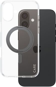 PanzerGlass Care iPhone 16 Plus með standi - Glært / svart
